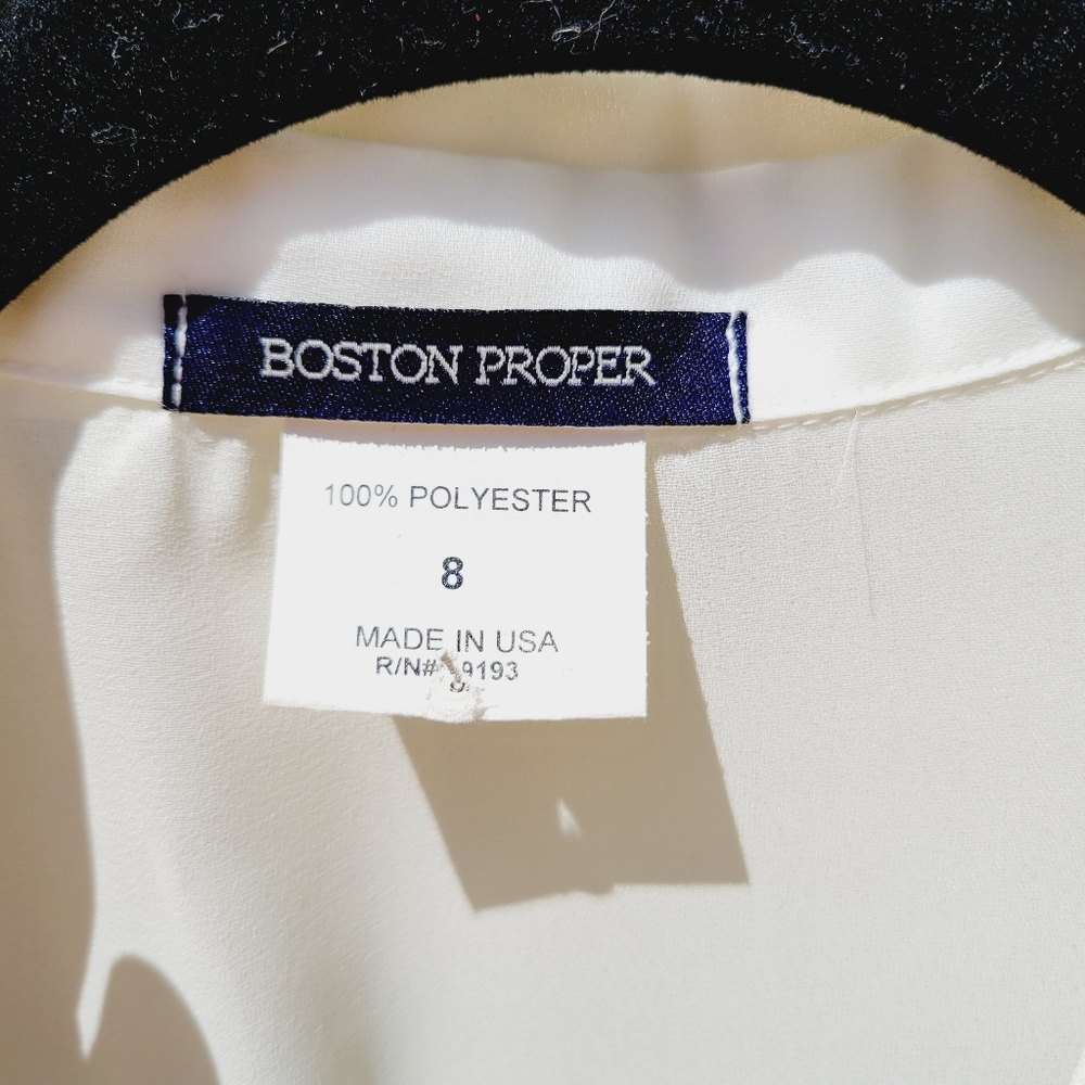 Boston Proper White Ruffled Silky Blouse size 8 - Picture 8 of 8